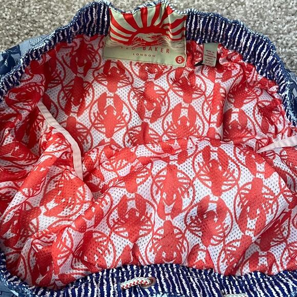 Ted Baker Swim Trunks Blue Floral Beach Pool Vacation Resort Mens Size 5 - Picture 6 of 13